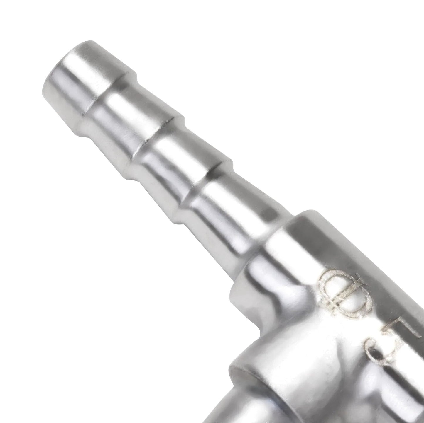 Close-up of Stainless Steel Three Way Hose Barb Tee Fitting Three Sixteen Inch Barbs For Flexible Hoses Two Pack Home Brew