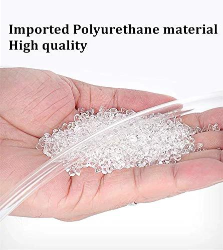 Blue Clear PU Pneumatic Tubing One Fourth Inch OD Air Compressor Line Hose Tube For Water And Fluid Transfer 32.8 Feet 10 Meter Length Flexible Durable Polyurethane material in hand