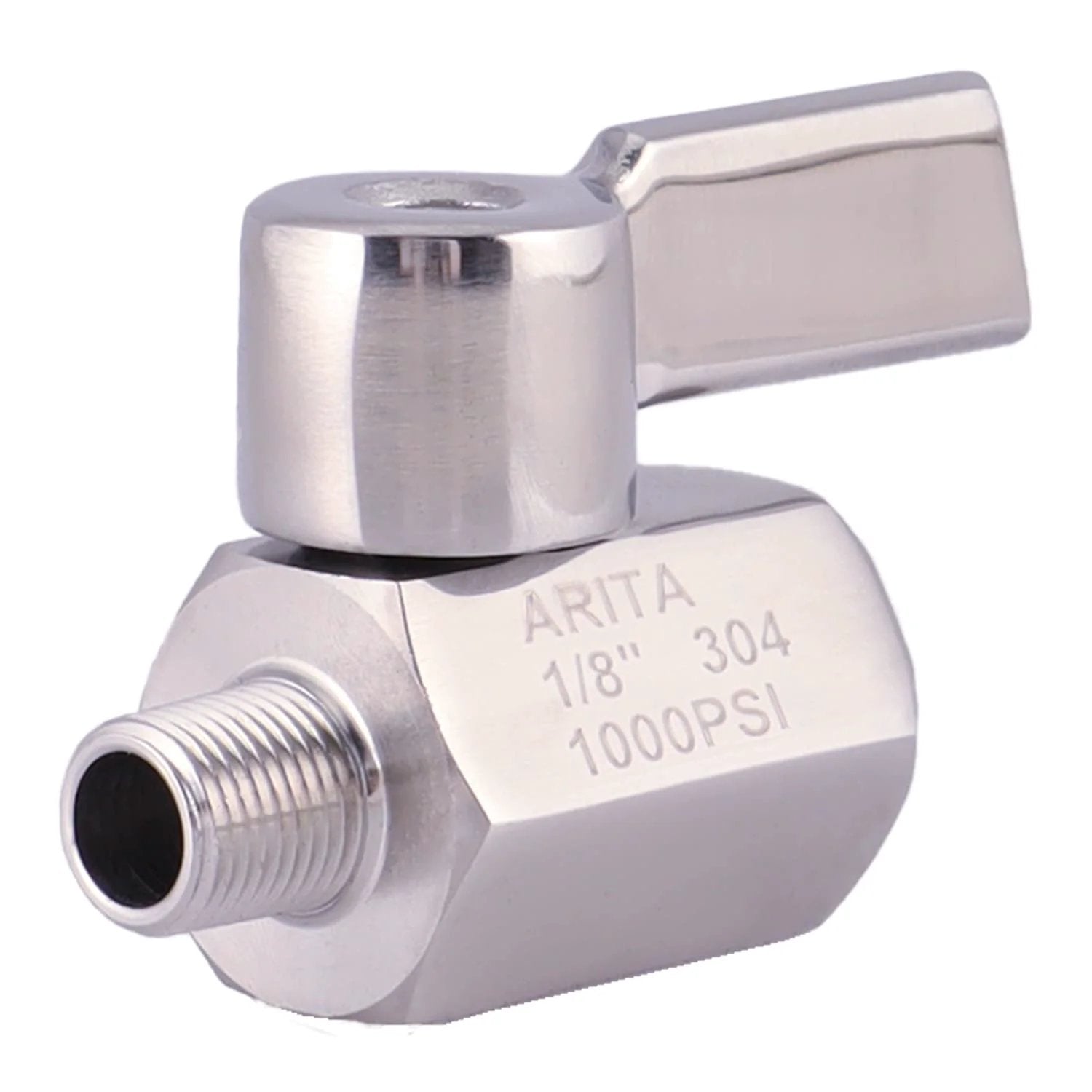 Mini Ball Valve One Eighth Inch Stainless Steel 304 Reduced Port 1000 PSI For Water Oil And Gas NPT Male And Female Lever Handle