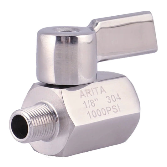 Mini Ball Valve One Eighth Inch Stainless Steel 304 Reduced Port 1000 PSI For Water Oil And Gas NPT Male And Female Lever Handle