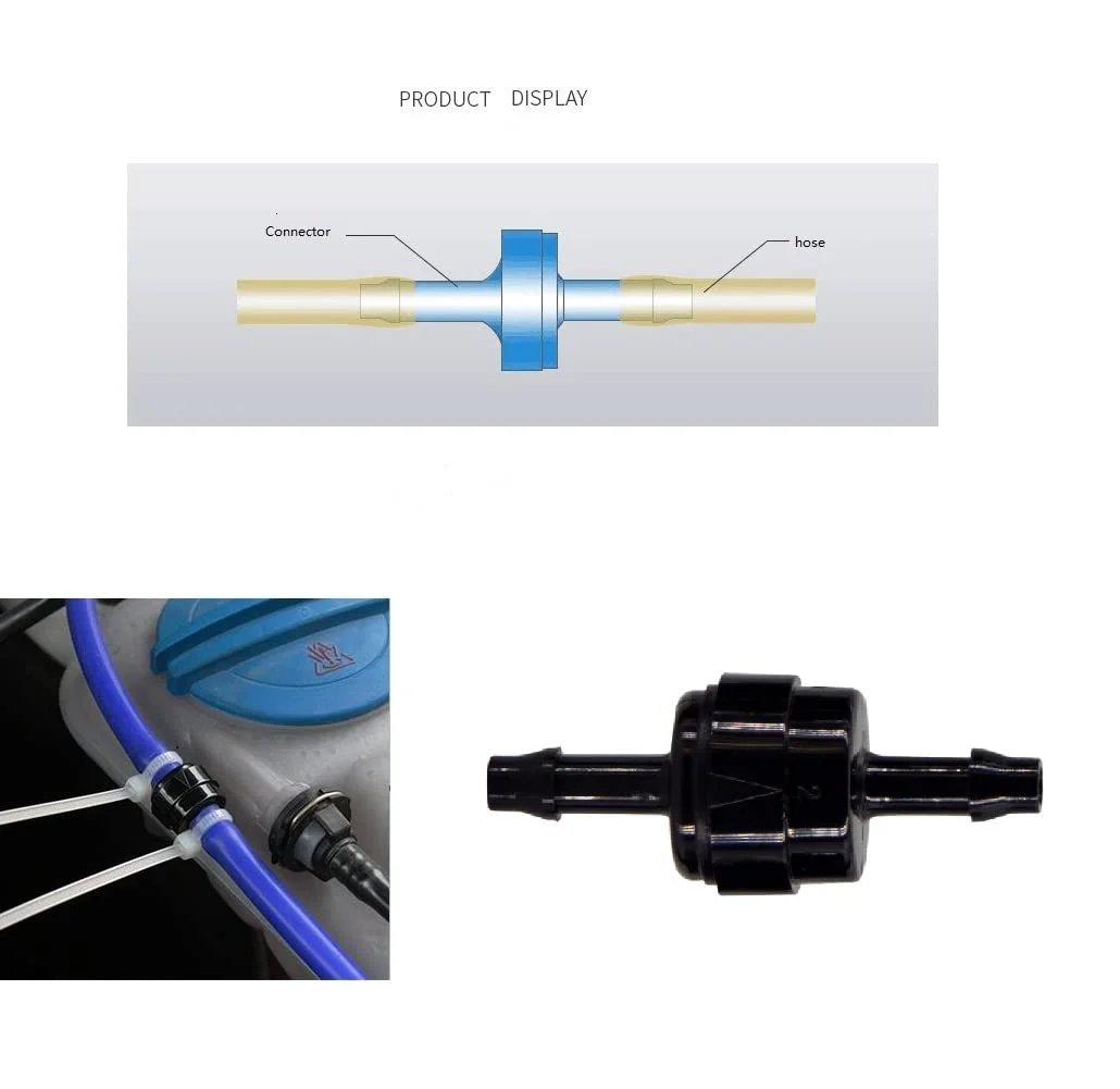 Automotive PA66 Spring Check Valves for high temp and corrosion resistance, fits various hose sizes, in black color