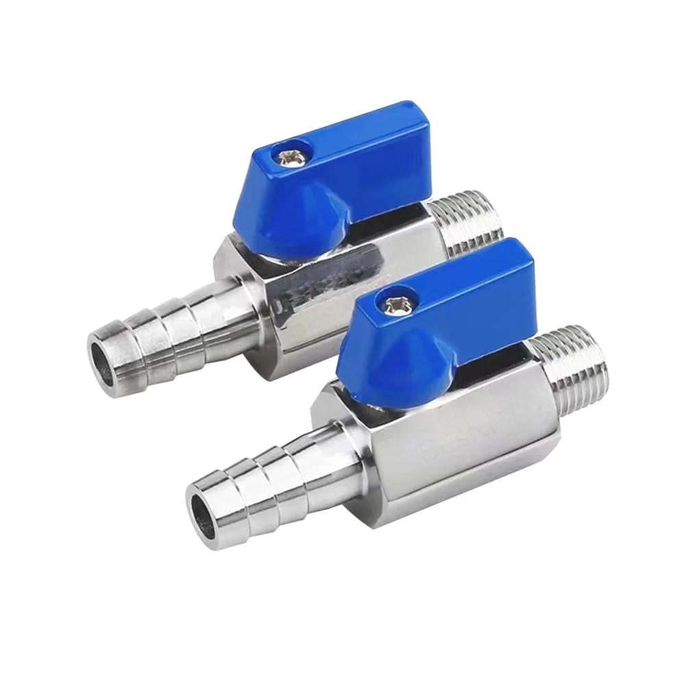 Stainless Steel One Quarter Inch NPT Male To One Quarter Inch Hose Barb Ball Valve Shut Off Valve Pack Of Two For Water Fuel Air
