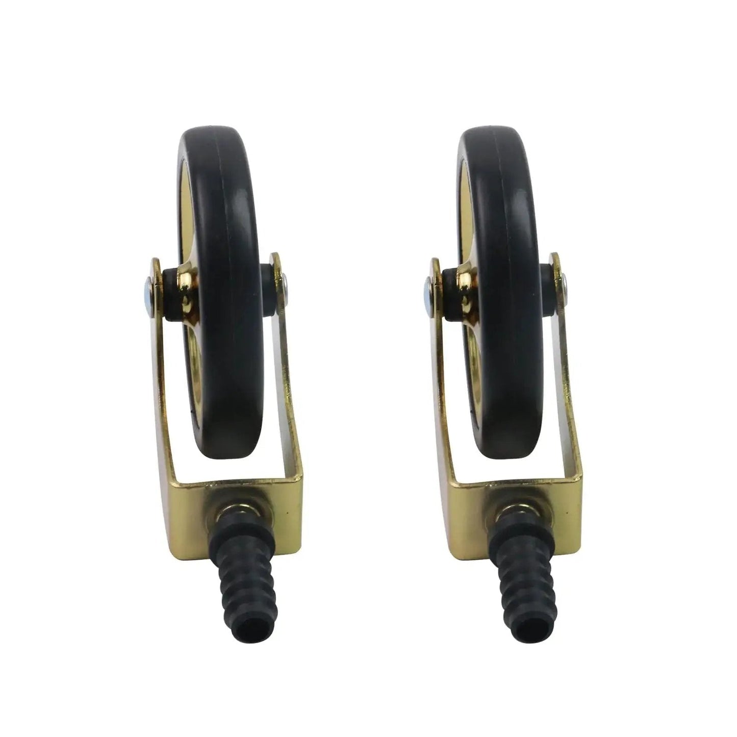Front view of Antique Castors No Noise Swivel Wheels Floor Protectors For Furniture Legs With Sockets 3 Inch Gold Caster Wheels Set Of 4
