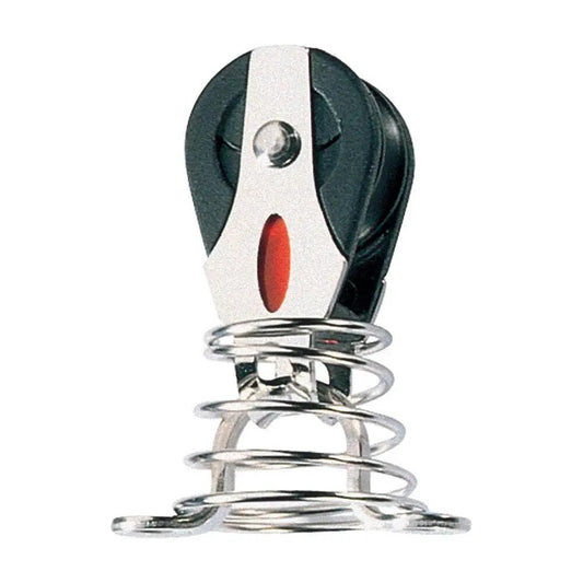 Single stand-up loop top bearing block for marine rigging, sealed ball unit, high load capacity, lightweight, ceramic ready