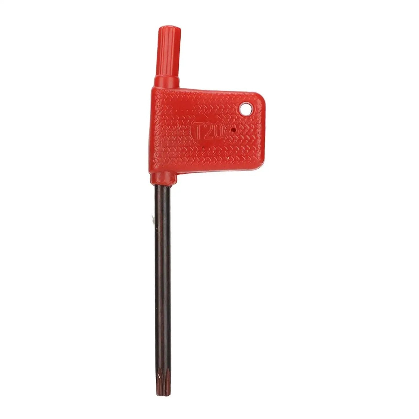 Red T20 Hex Key with plastic handle and metal shaft shown against a white background.