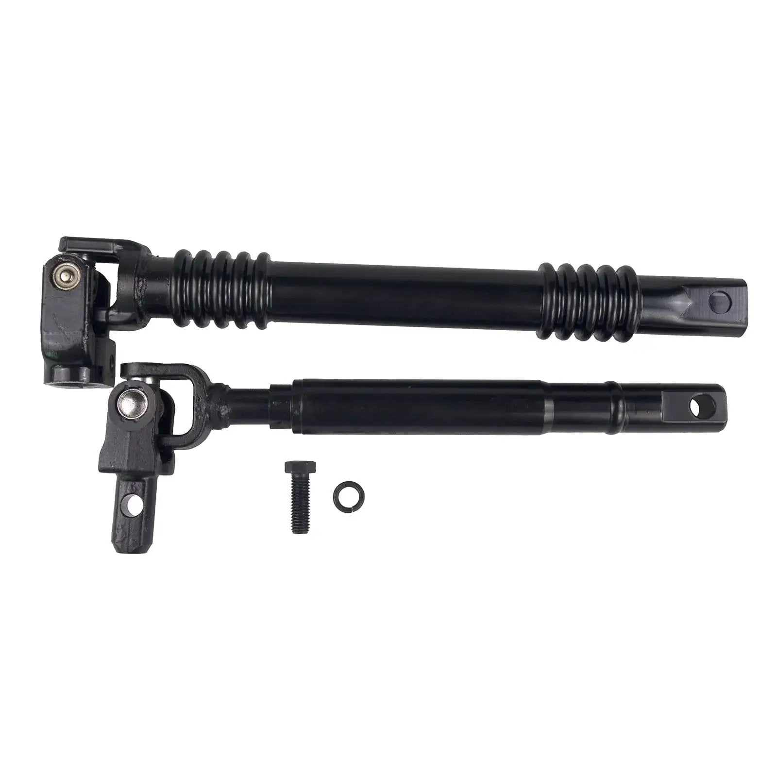 Upper And Lower Steering Shaft With Bearing For Chevy Silverado Suburban Yukon, black metal components on white background