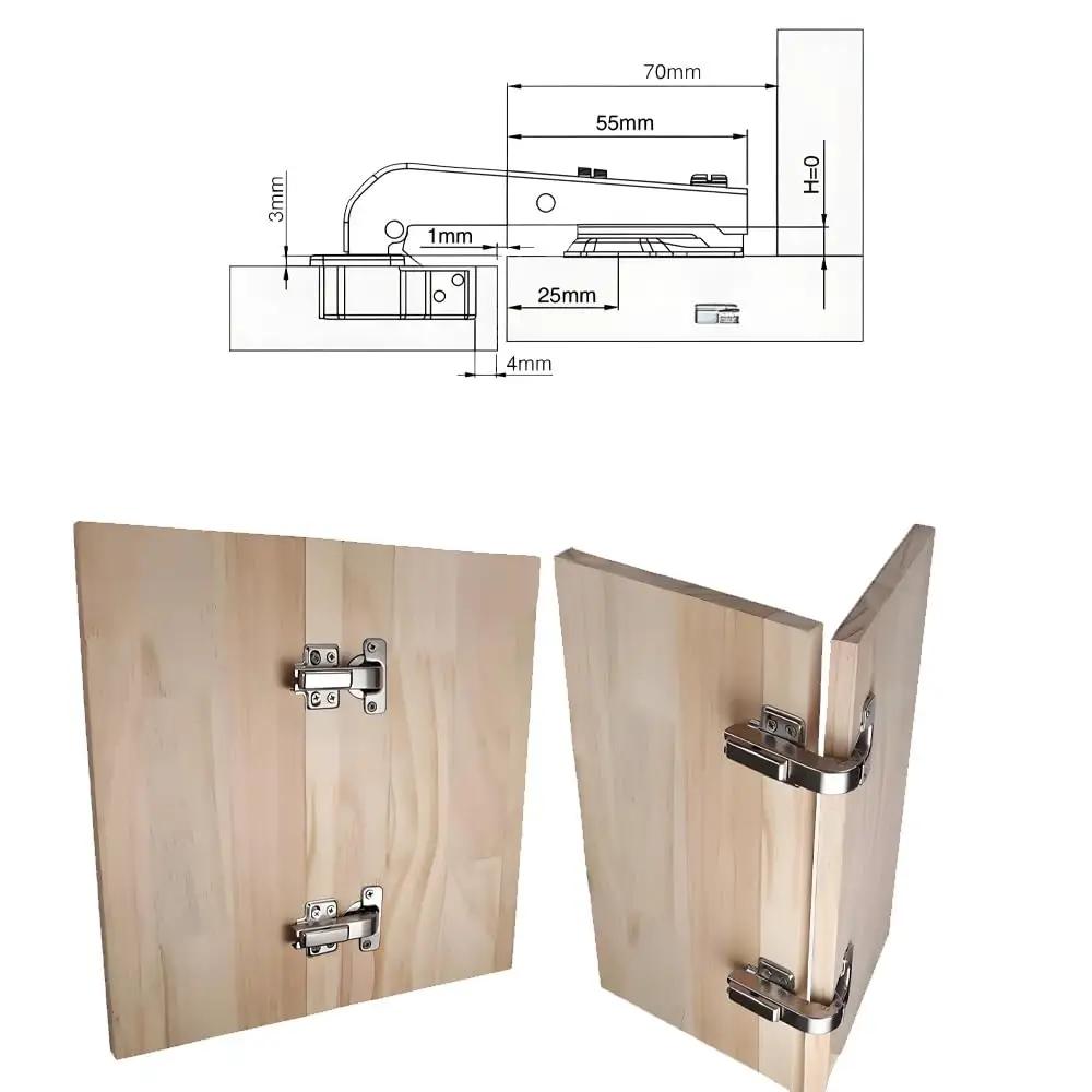 2 Piece Frameless Cabinet Door Hinges With 90 Degree Opening Soft Close Hydraulic Kitchen Hinges Made From Rust Resistant Cold Rolled Steel Nickel Plated Replacement Hardware For Cabinets 4 Holes