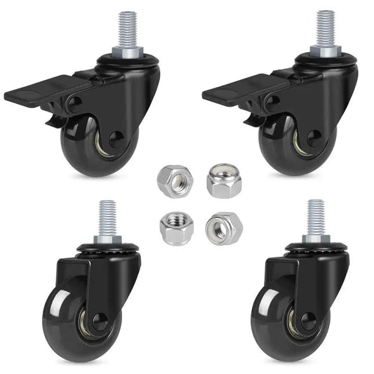 Two Inch Swivel Caster Wheels With Three Eighths Inch 16 UNC Threaded Stem For Carts, furniture and DIY stands, four pack