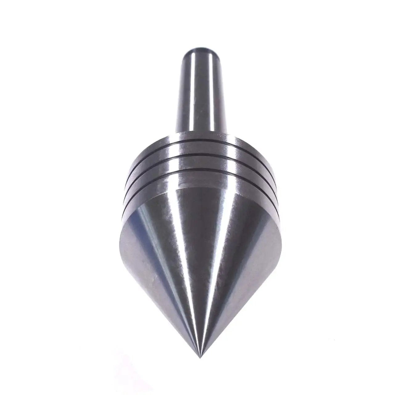 Front view of a Heavy Duty MT2 Rotary Live Center Shaft with Morse Taper Precision Bearing, crafted from tough carbon alloy steel.