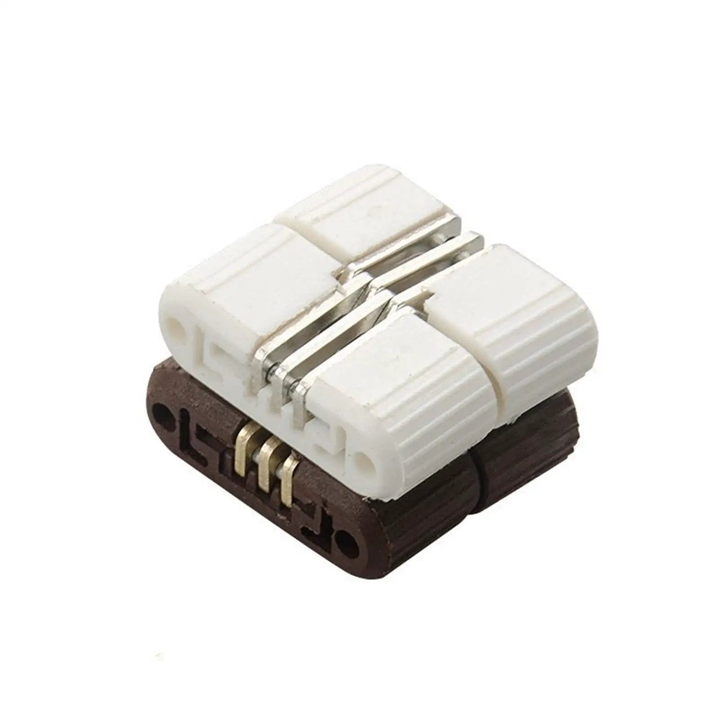 6 Pack Hidden Folding Door Barrel Cross Hinges for Dining Tables Plastic Invisible Concealed Hinges in white close-up view