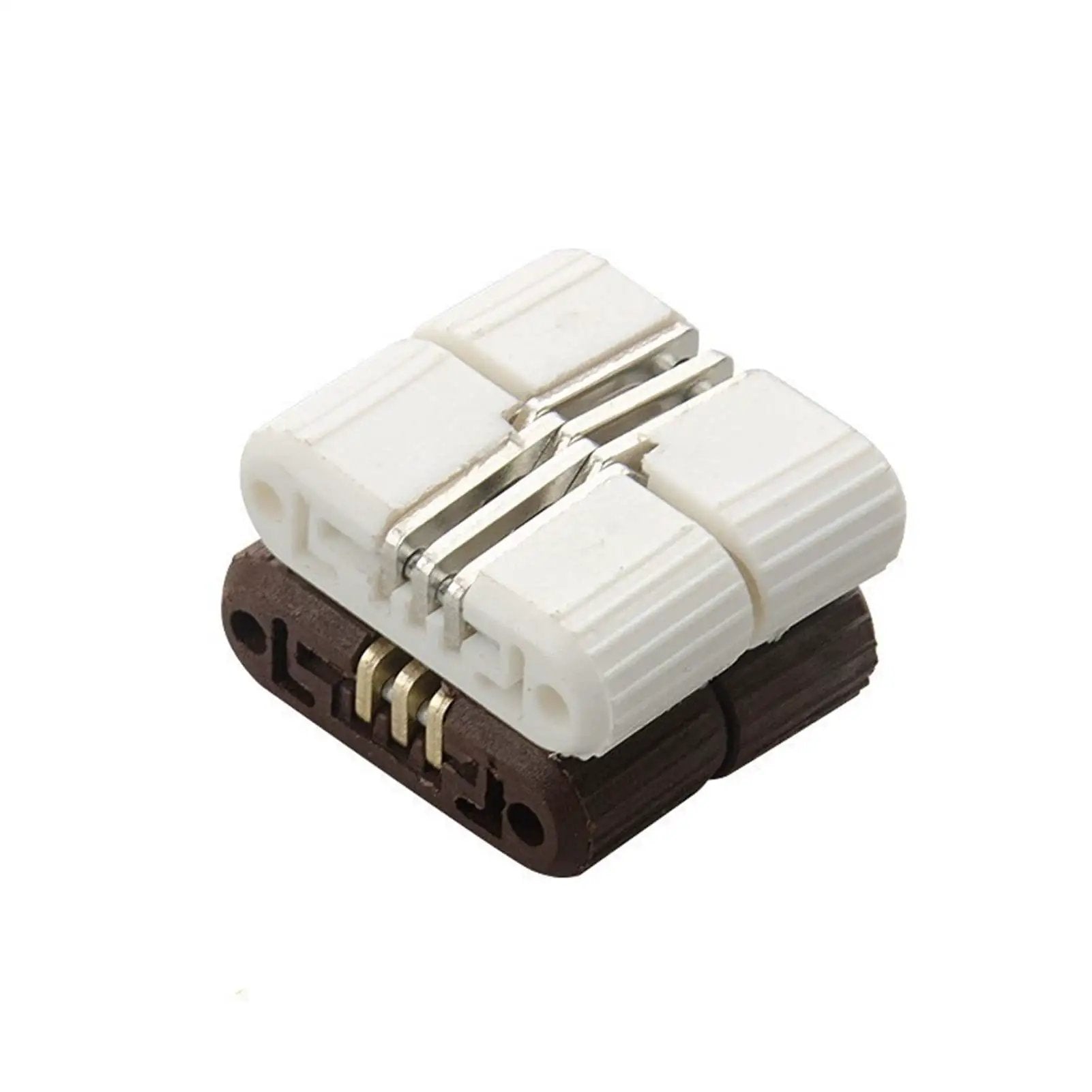 6 Pack Hidden Folding Door Barrel Cross Hinges for Dining Tables Plastic Invisible Concealed Hinges in white close-up view