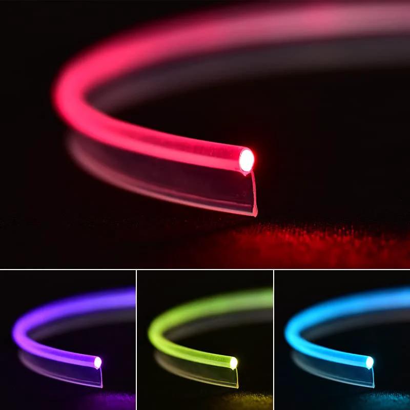 Interior Car Fiber Optic Light Guide Cable 236 Inch Extension For Ambient Lighting Ride Ready Ambience PMMA Core 2mm Fiber With 3mm Tube And 6mm Skirt Optical Fiber Only Not LED Included Universal Fit For Jushope Or Other Brand Interior Lights