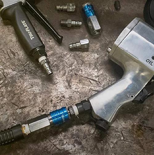 Hi Flo Aluminum Air Tool Plug and Coupler Set One Quarter Inch NPT IM Style Push to Connect Tru Flate 13 907 Compatible