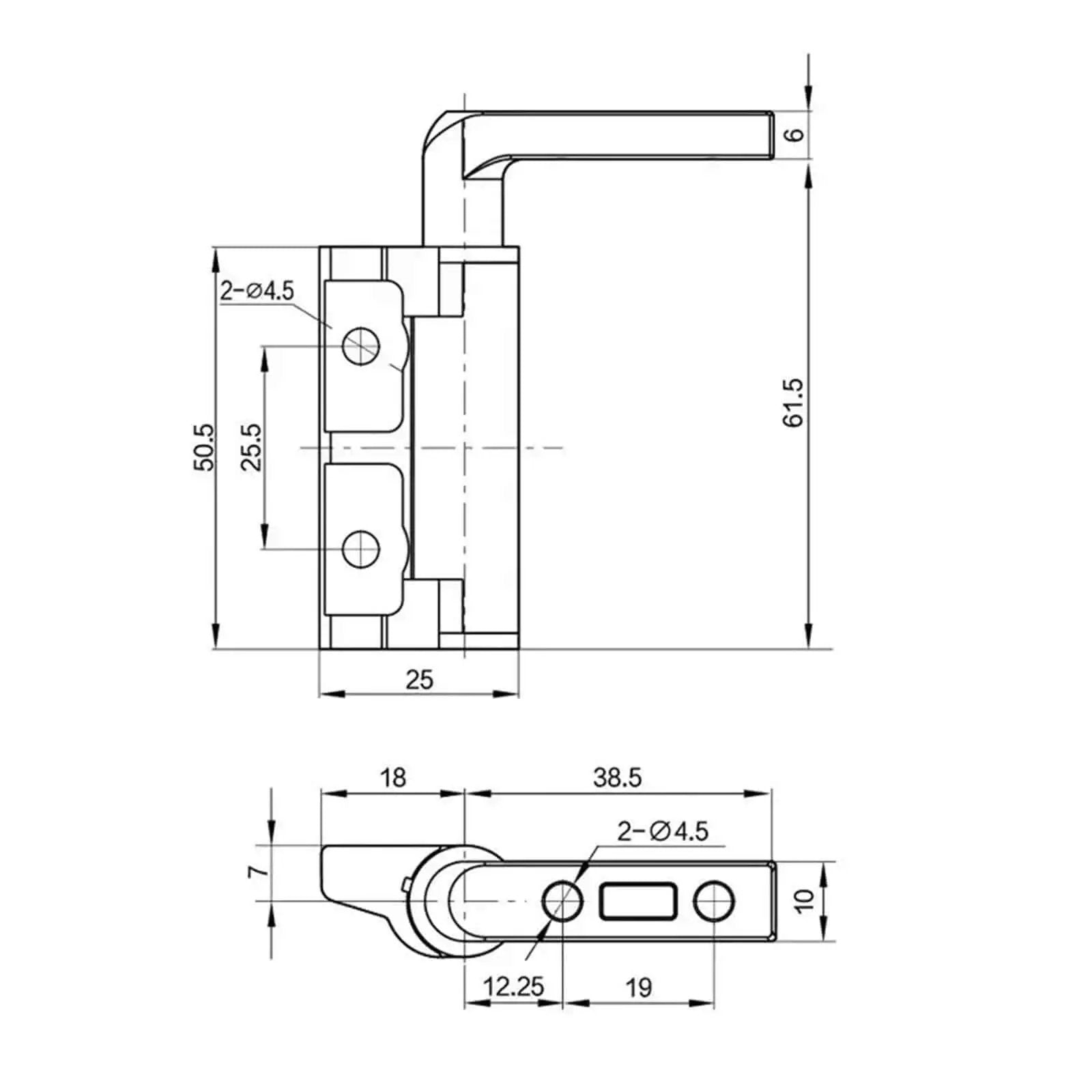 Technical drawing of Zinc Alloy Arbitrarily Positioning Damping Shaft Hinge With Load Bearing Torque 1.5 Nm Right Hand 1 Pc for cabinets.