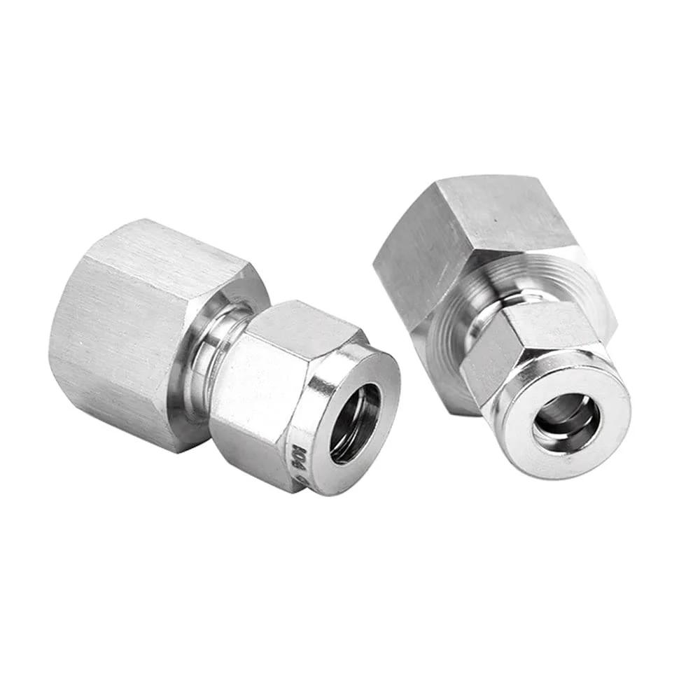 Stainless Steel 304 Compression Tube Fitting for Three Eighths Inch Tube OD to Three Eighths Inch NPT Female Coupler Pack of 2