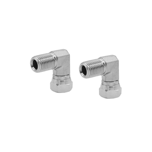 2 Pack Hydraulic Hose Adapter Fitting 1/4 Inch Male NPTF To 1/4 Inch Female NPSM Swivel 90 Degree Elbow Carbon Steel