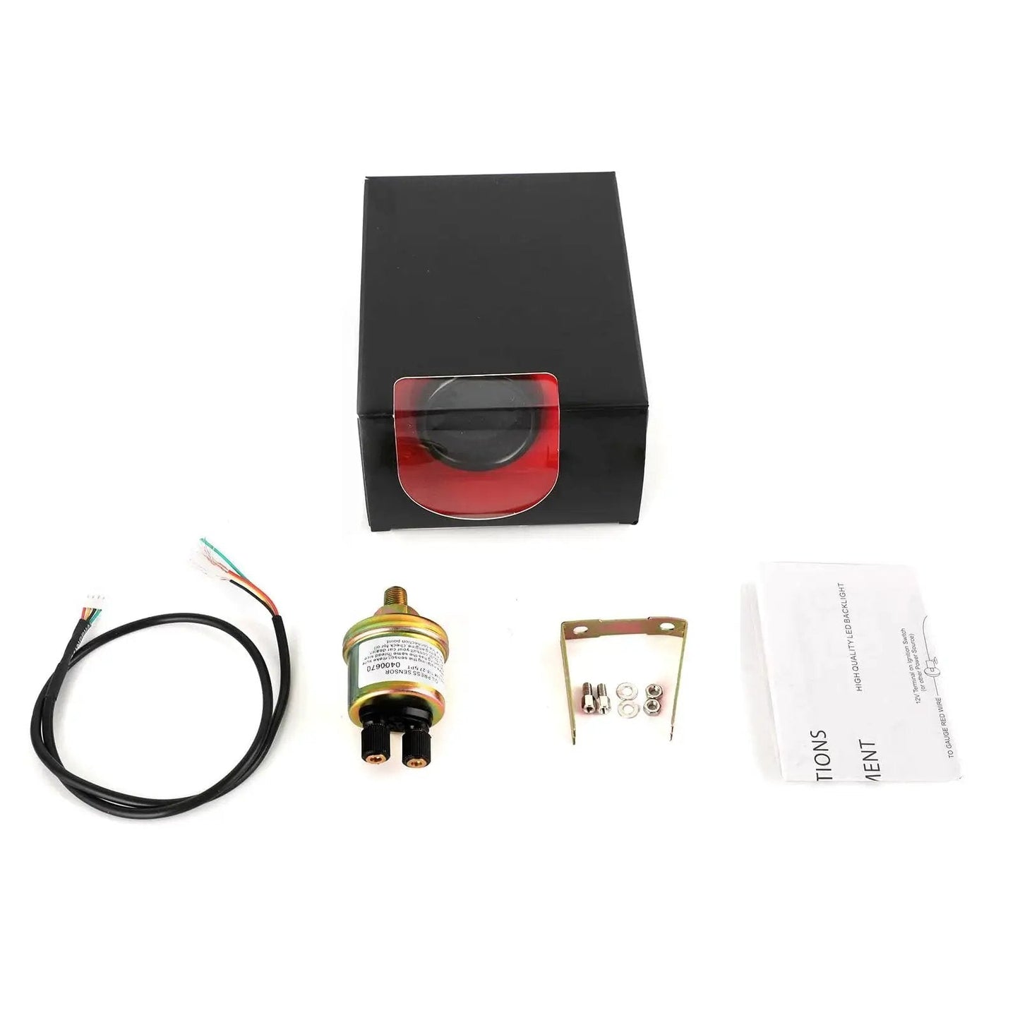 Oil Pressure Gauge Kit For Cars And Trucks 0 To 140 PSI 52 Millimeter Dial Seven Color Glow Display White Housing Wiring Sensor