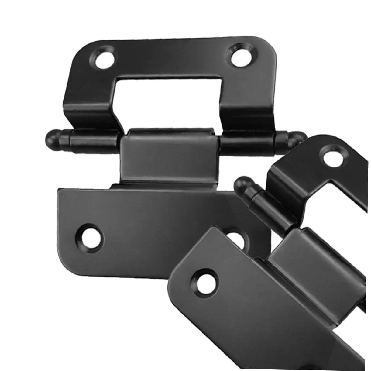 Close-up of 10 Pack Self Closing Cabinet Hinges For Kitchen Bathroom And Wardrobe With Flush Design in durable iron material.
