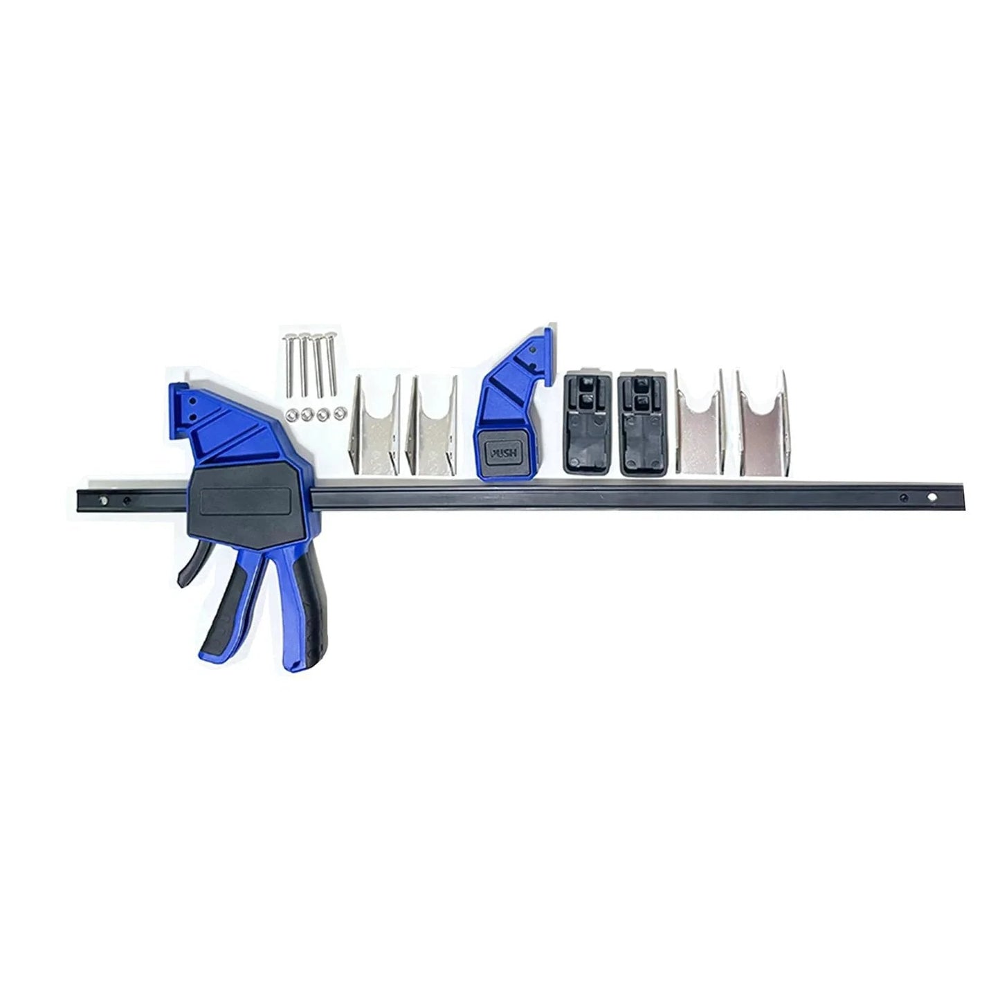 18 Inch Quick Coupler Hand Clamp Carbon Steel With Four Duo Jaw Sets Two By One Half Inch And Three Quarter Inch Two By Seven Eighths Inch And Three Eighths Inch Jaws For Hydraulic Pipe Clamps Quick Mate Coupler Tool For Excavators Tractors And Cranes