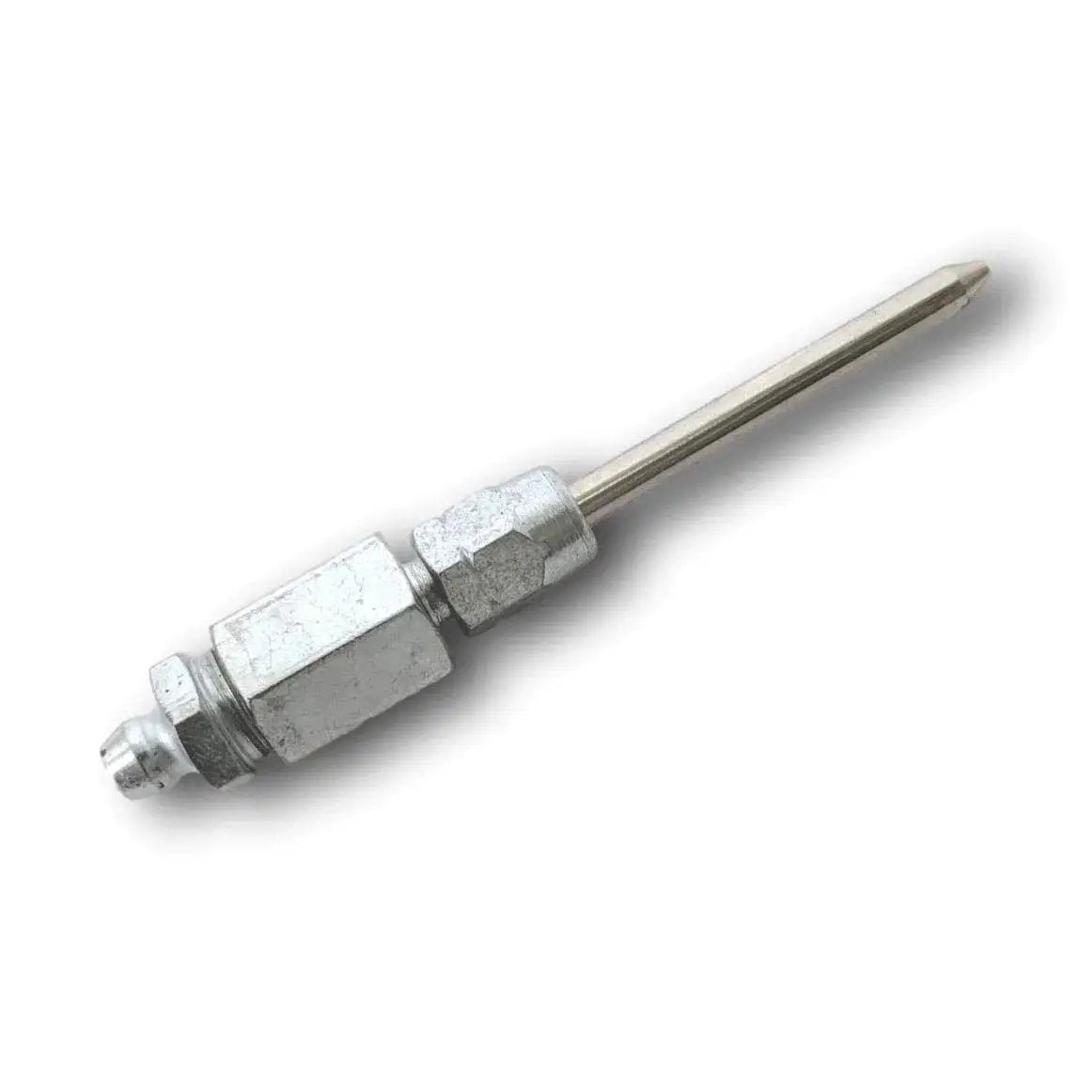 Narrow Needle Dispenser For Grease Guns With Extra Reach And Snap On Jaw Type Coupler, ideal for precise grease application.