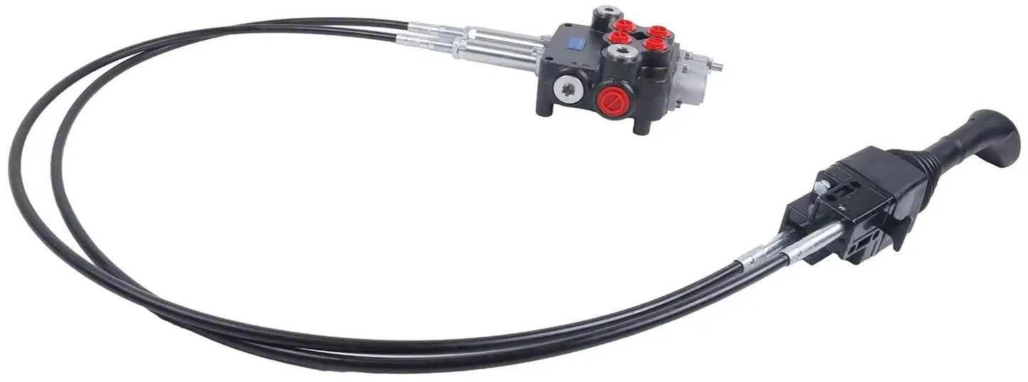 Two Spool Hydraulic Control Valve Kit with Cable Remote Joysticks for 21 Gpm Flow 80 Lpm Model P80 Adjustable Relief Valve