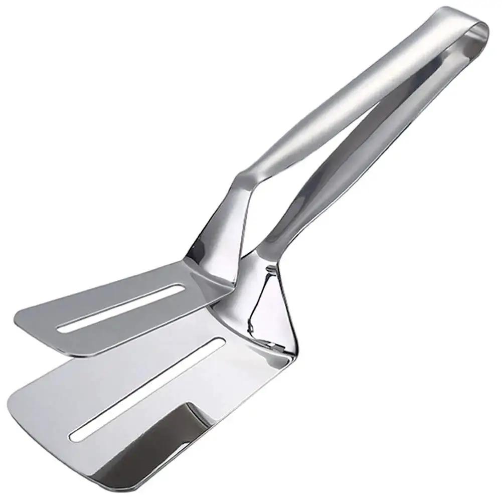 Multifunction 11 Inch Premium Stainless Steel Tongs 3 In 1 Gripper Flip And Scraper For Grilling Barbecue