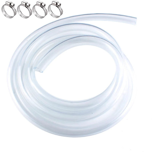 Clear PVC Tubing One Inch Inner Diameter By One And A Quarter Inch Outer Diameter Ten Feet Long With Four Stainless Clamps Flexible Low Pressure Lightweight Vinyl Hose For Water Air And Oil Transfer