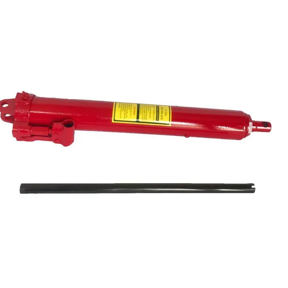 8 Ton Hydraulic Long Ram Jack With Clevis Base For Engine Hoists And Cranes, red steel cylinder and black handle included