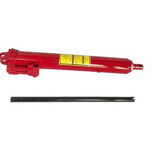 8 Ton Hydraulic Long Ram Jack With Clevis Base For Engine Hoists And Cranes, red steel cylinder and black handle included