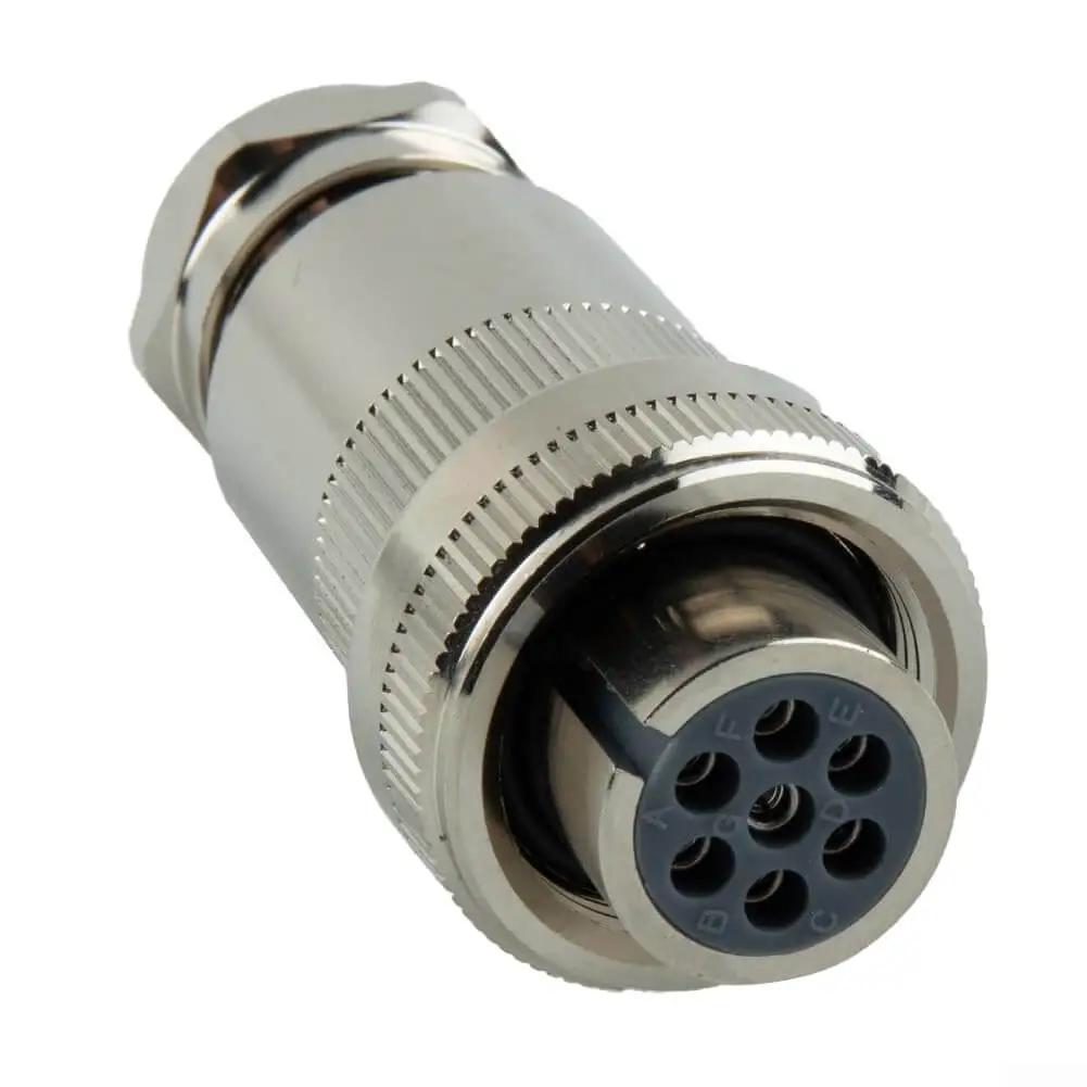 Single All-Metal Female Proportional Valve Connector 7-Pin IP67 CE RoHS Compliant, heavy-duty plug for servo valves
