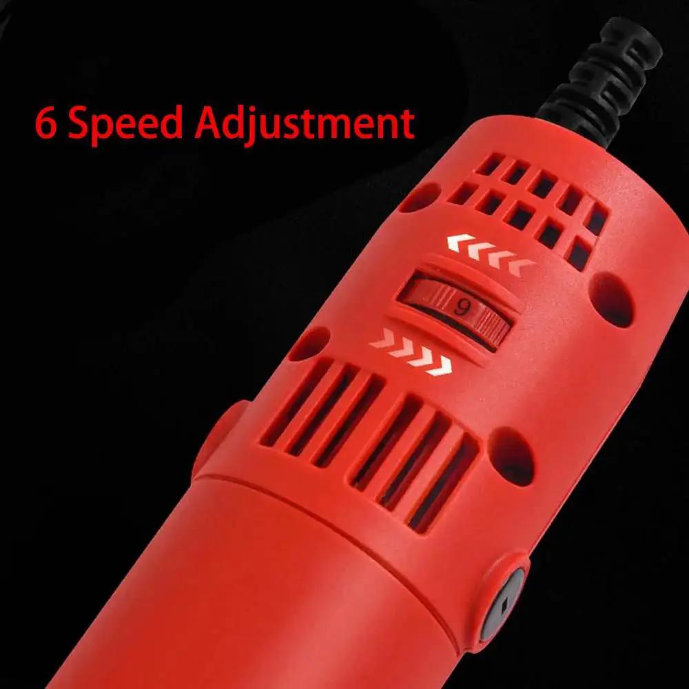 Close-up of Beast 550W Corded Die Grinder Sander Polisher with red casing and 6 speed settings, ergonomic design by VOTOER