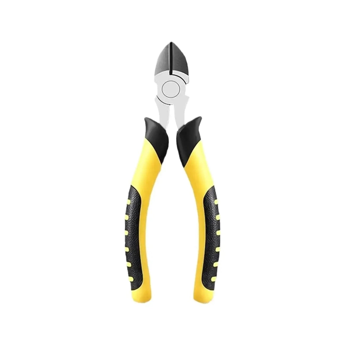 6 Inch Multi Function Pliers With Wire Cutter Diagonal Cutting Crimping, yellow handle, front view