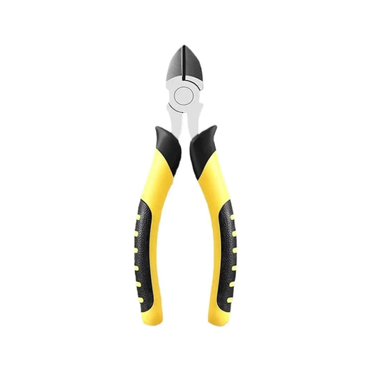 6 Inch Multi Function Pliers With Wire Cutter Diagonal Cutting Crimping, yellow handle, front view