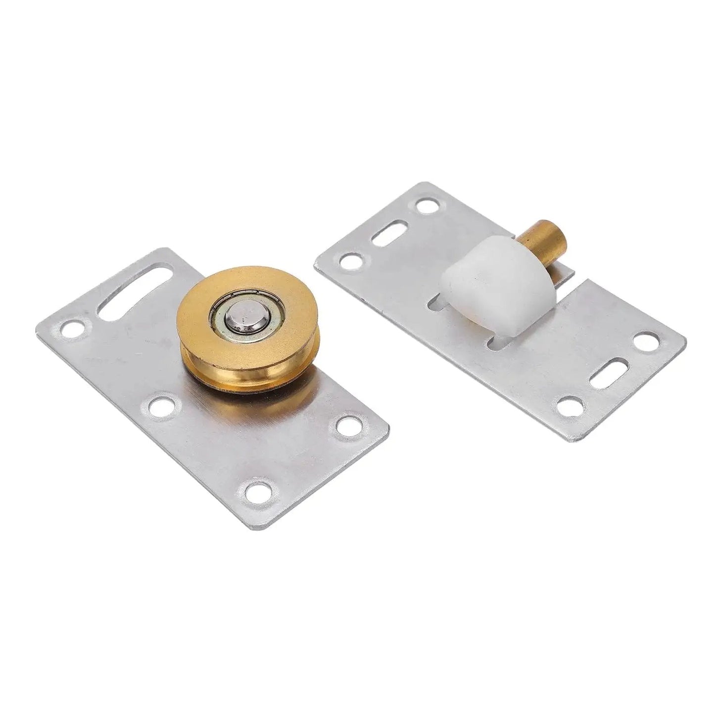 Two Sets 30mm Sliding Door Roller Wheels With Brackets Heavy Duty Stainless Steel Pulley Set for Closet Wardrobe Doors Replacement Top Mount