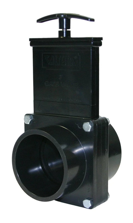 3 Inch ABS Gate Valve For RV Water System With Unrestricted Flow No Fuss Push Pull Shut Off Slip X Spig Connection Durable Black Finish Ideal For Fresh Water Or Waste Water Lines Valterra 7302