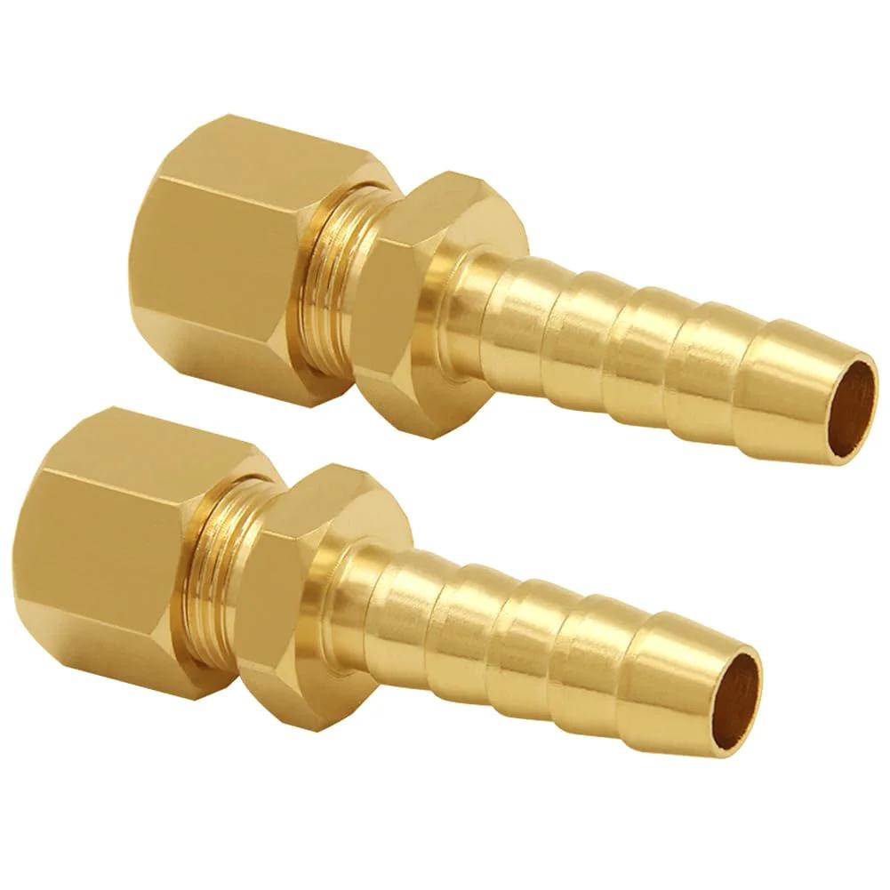 Brass Fuel Line Adapter Kit Three Eighths Inch Compression Tube To Three Eighths Inch Hose Barb Fitting For Transmission Cooler Line