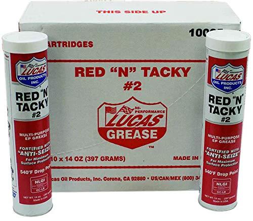 Heavy Duty Workhorse Red N Tacky Grease 10 Pack For Heavy Equipment And Engine Lubrication With Long Storage Life 051611 Grade By Lucas Oil