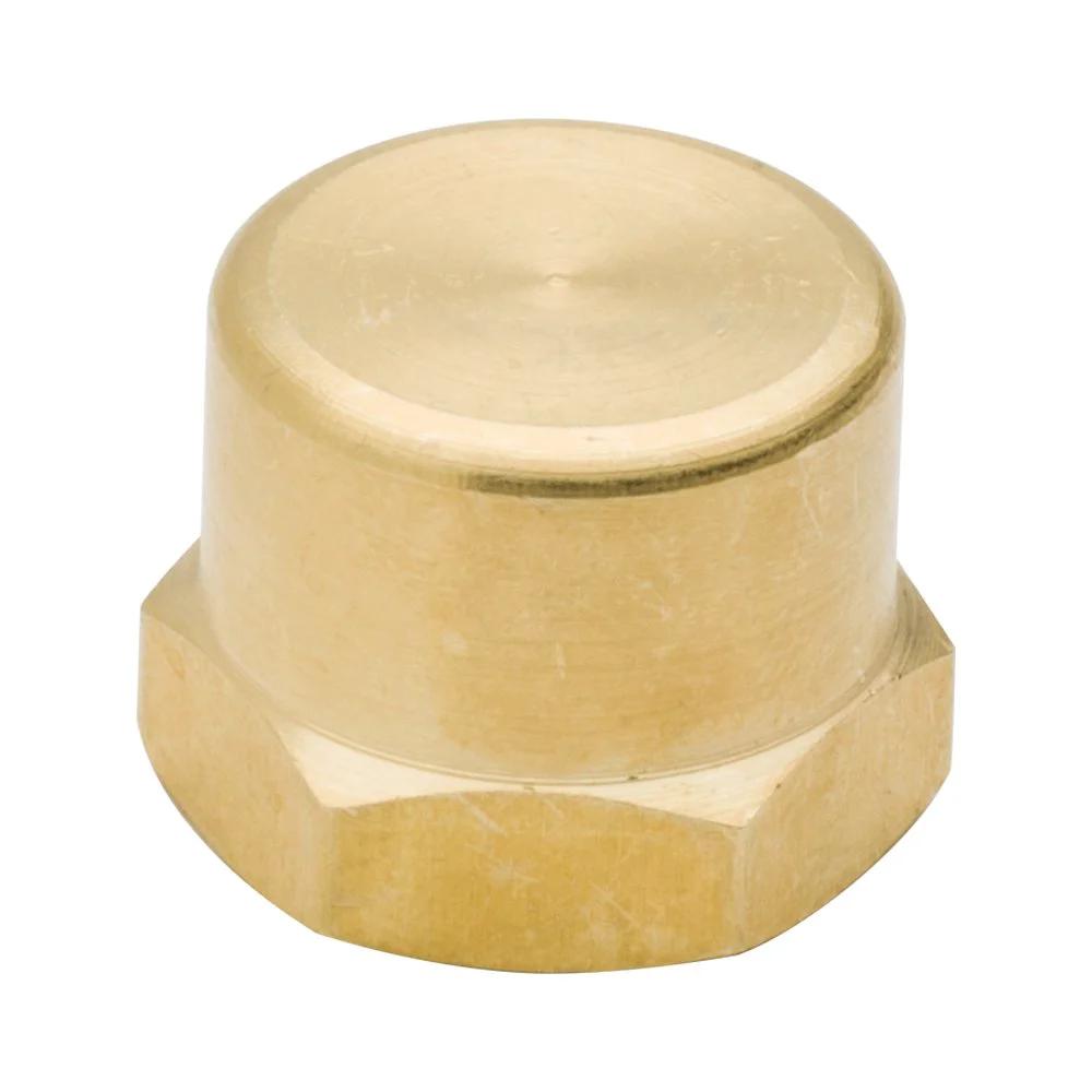 Three Quarter Inch NPT Female Brass Pipe Cap Hex Head Fitting For Terminating 3/4 Inch NPT Male Pipe Or Fitting With Durable Brass