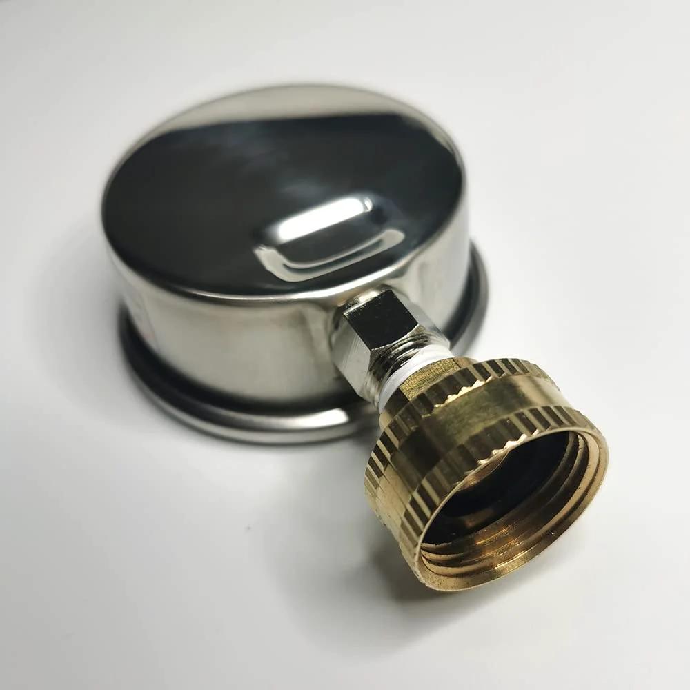 Liquid Filled Stainless Steel Pressure Gauge 0 To 220 Psi Two And A Half Inch Dial Three Quarter Inch Female GHT Garden Hose Thread For Water Oil Air