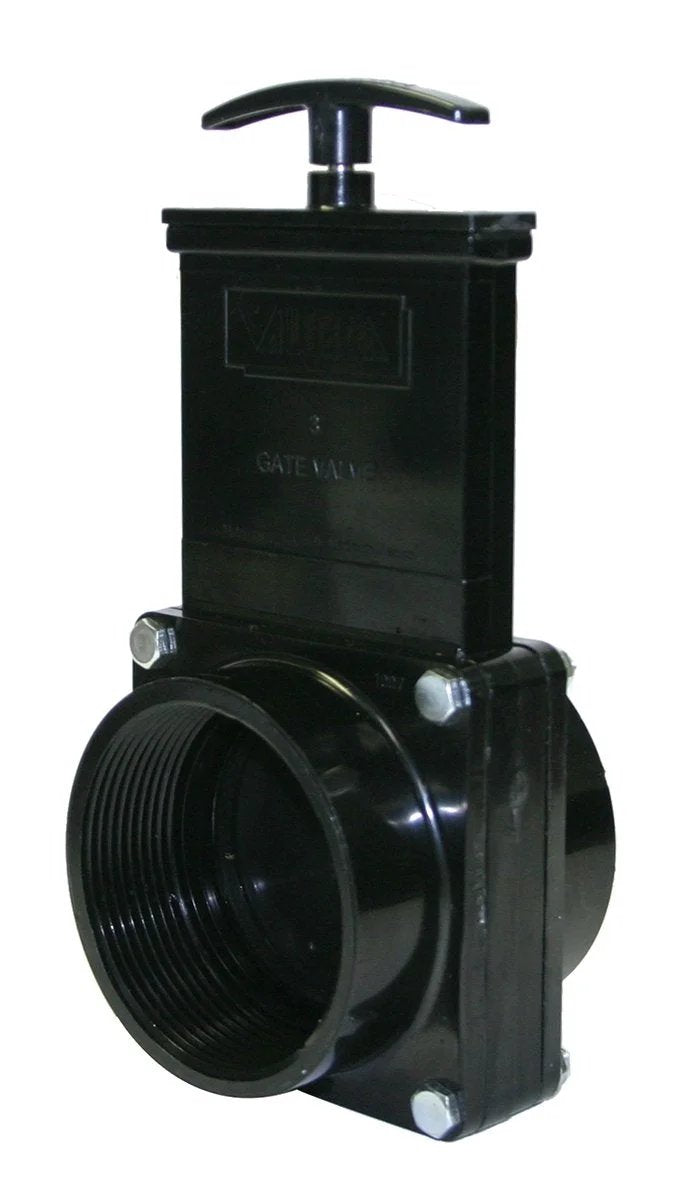 ABS Gate Valve 3 Inch FPT Black For Unrestricted Flow With Easy Push Pull Operation Quick Shutoff Paddle Design Eases Opening And Durable ABS Construction For RV And Plumbing.