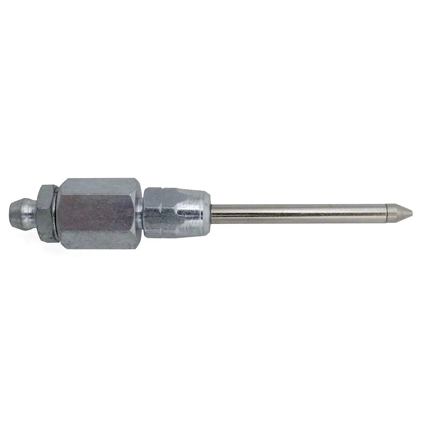 Narrow Needle Dispenser For Grease Guns With Extra Reach And Snap On Jaw Type Coupler, metal design for precise lubrication