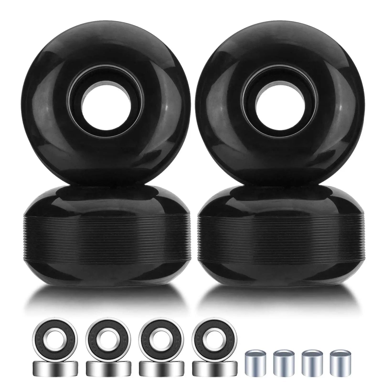 Premium 52mm 95A Hard Skateboard Wheel Set With Preinstalled Bearings And Spacers For Street Tricks And Cruisers Pack Of Four Durable PU