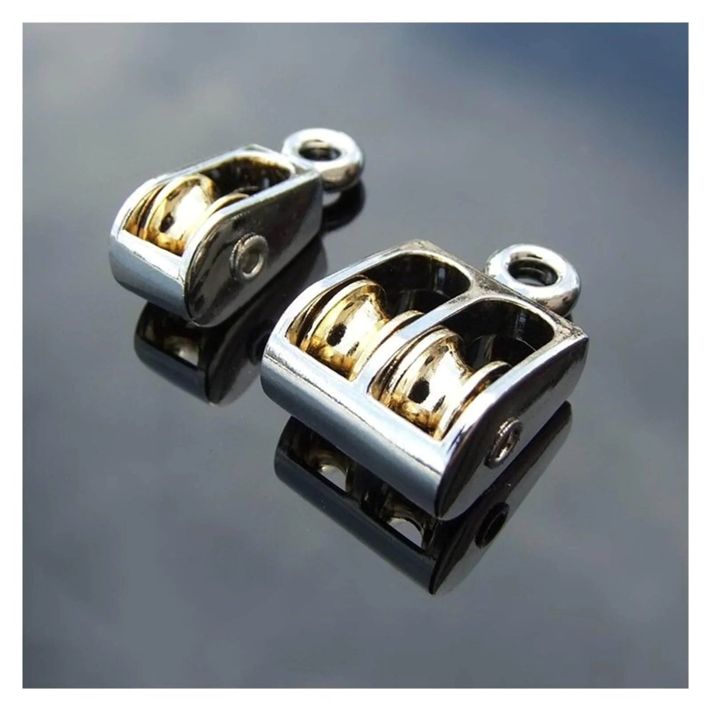 52mm Metal Sheave Zinc Alloy Fixed Pulley Crown Block and Tackle Lifting Wheel Mini Single/Double Pulley for DIY(52mm Double Pulley)
