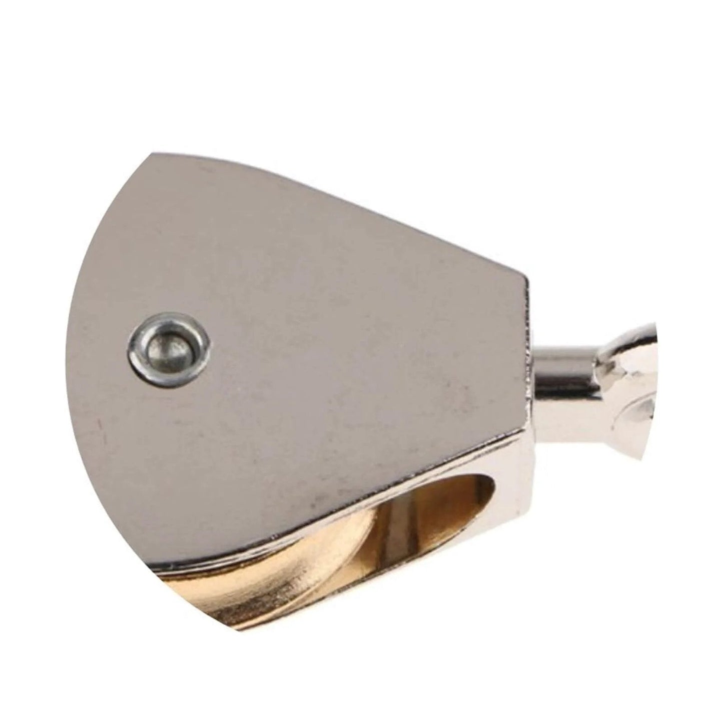 Close-up of a 52mm Metal Sheave Zinc Alloy Fixed Pulley Crown Block, showing the zinc alloy body and stainless wheel for DIY use.