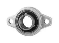Front view of 17mm Extra Narrow Set Screw 2-Bolt Flange Housing Single Unit for Linear Slide Units and Pillow Block Replacements.