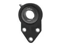 Front view of UCFBL206-18B 3-Bolt Flange Single-Row Ball Bearing 1-1/8 in ID with black polymer housing and contact seal