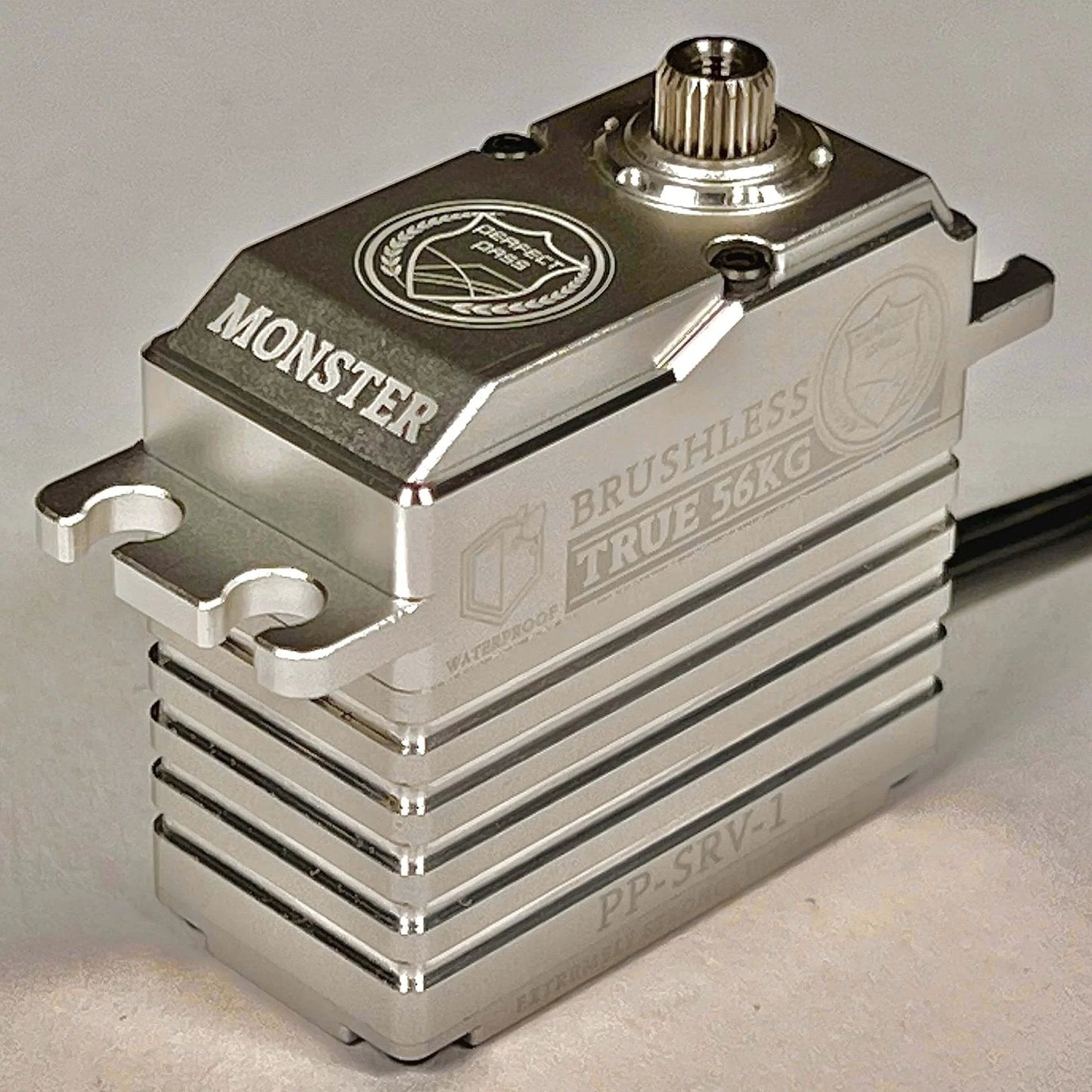 56KG Waterproof Brushless High Torque HV Ultra Fast Digital Servo Full Metal Gears for RC Car with Monster logo