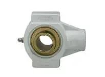 Front view of UCNTPL207-22MZ2W Single 1-3/8 in wide inner-ring take-up unit, sealed ball bearing, zinc-plated ball insert, white housing.