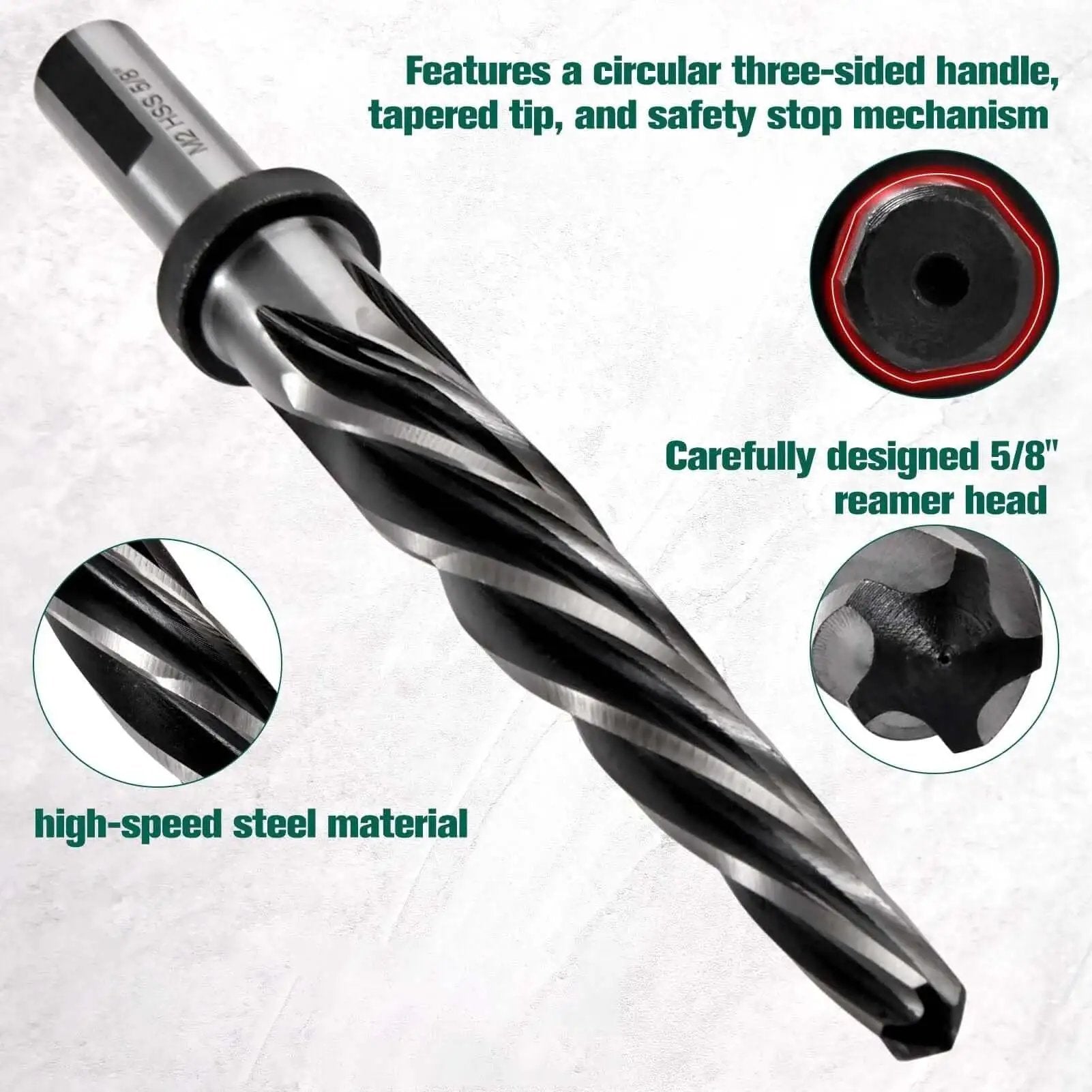 Five Eighths Inch Bridge Construction Reamer Drill Bit Set With Taper Chuck Reamers, High Speed Steel Tooling For Metal