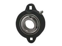 3/4 in Narrow Two-Bolt Flange Bearing, 440C Stainless Insert, Set-Screw Lock, PBT Black LX204 Housing, 5/16 in Bolt Size, 1/4-28 UNF Grease Fitting, Single Bearing for Linear Slide Units